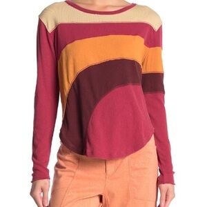 NWOT Free People FP Movement Sun Downer Colorful Stripe Top